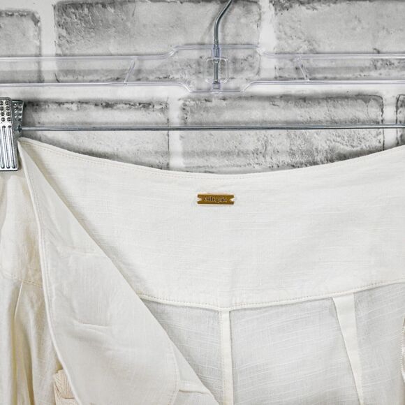 Cult Gaia Women's Linen Blend tie front Pants ivory beige size Small - Picture 2 of 11